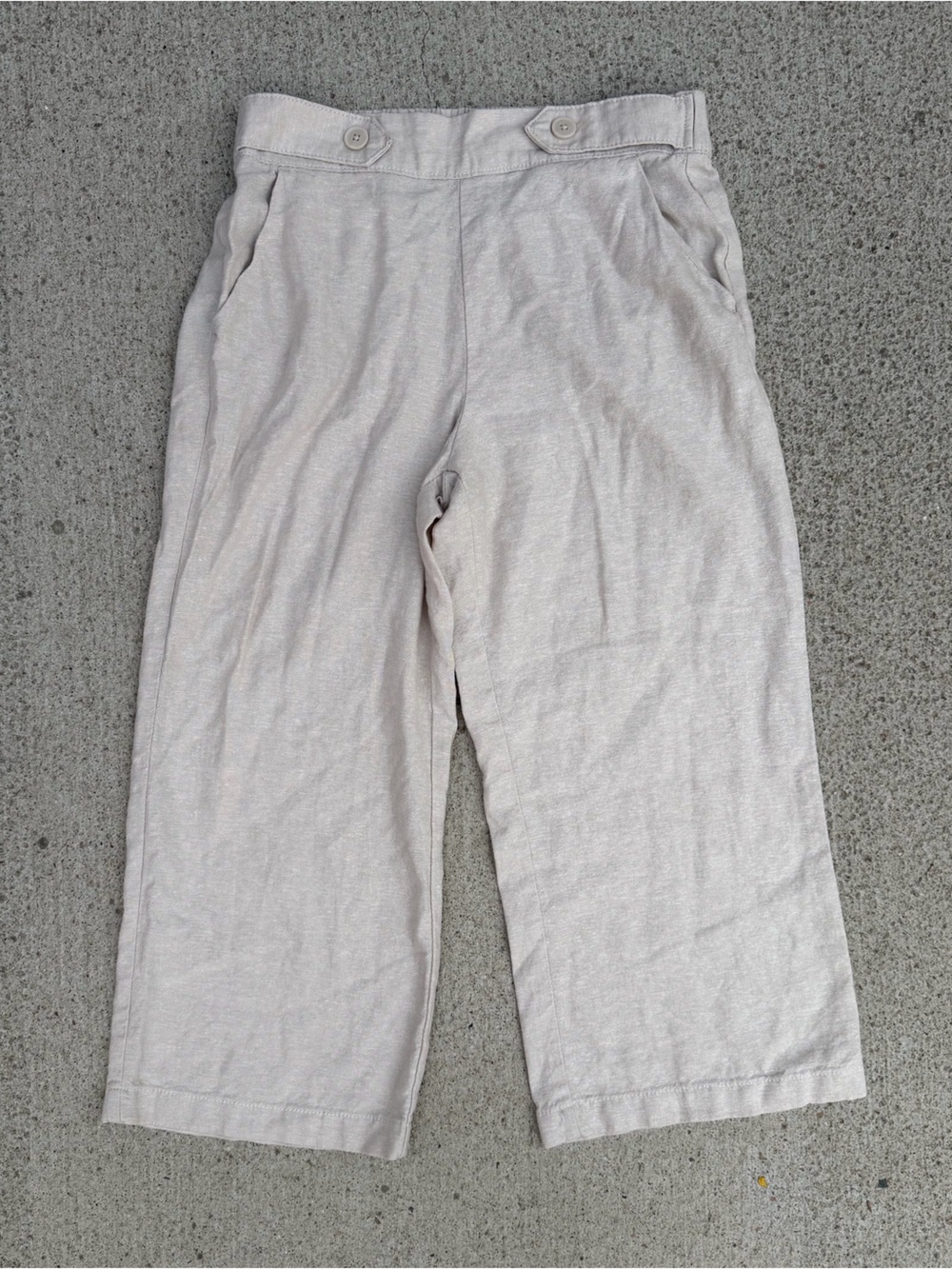 Croft & Barrow Linen Blend Wide Leg Crop Pants Medium Beige Minimalist Coastal